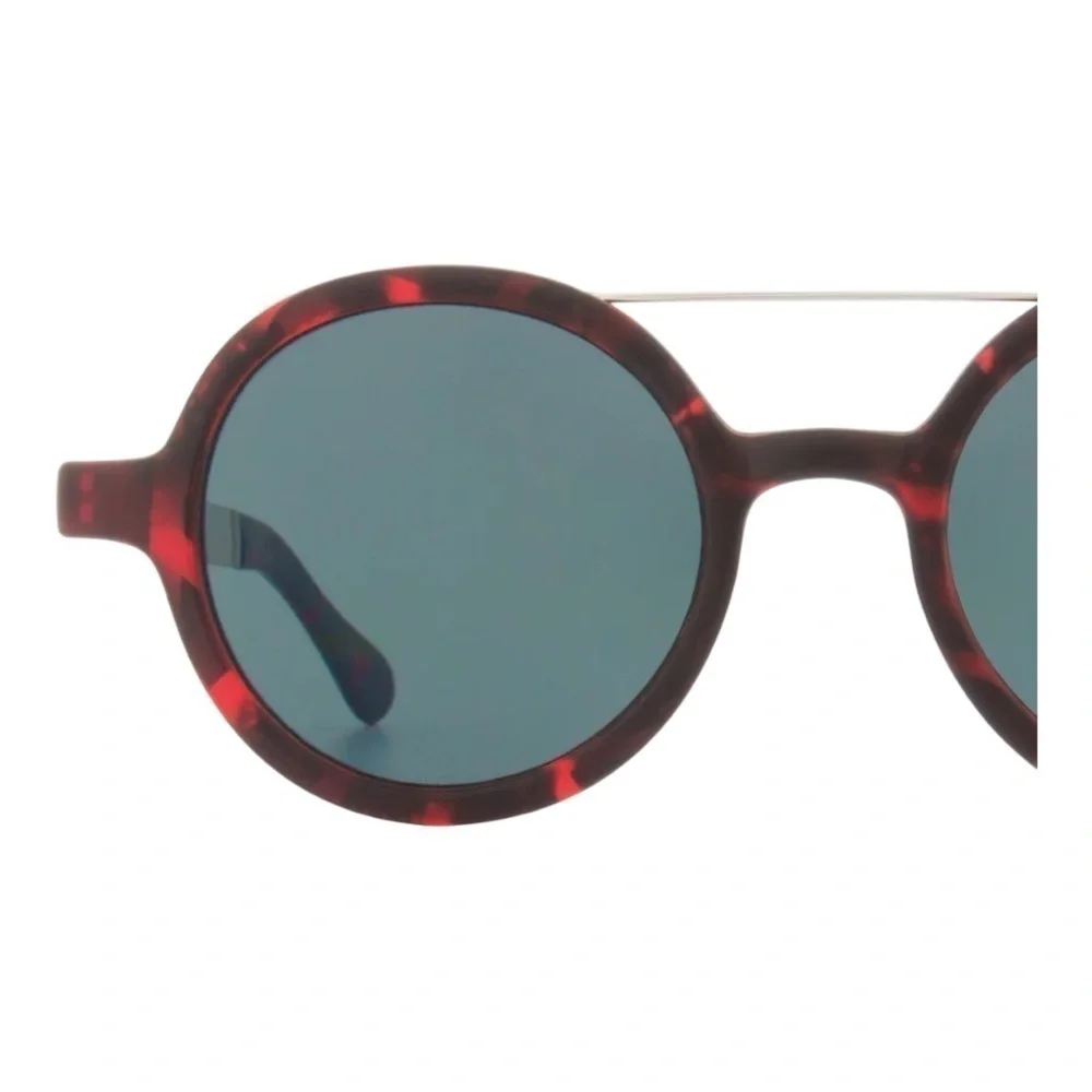 KOMONO Vivien Tortoise Silver Sunglasses NEW round red metal